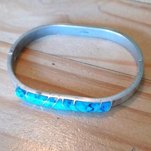 Sterling silver mexico turquoise clasp bracelet